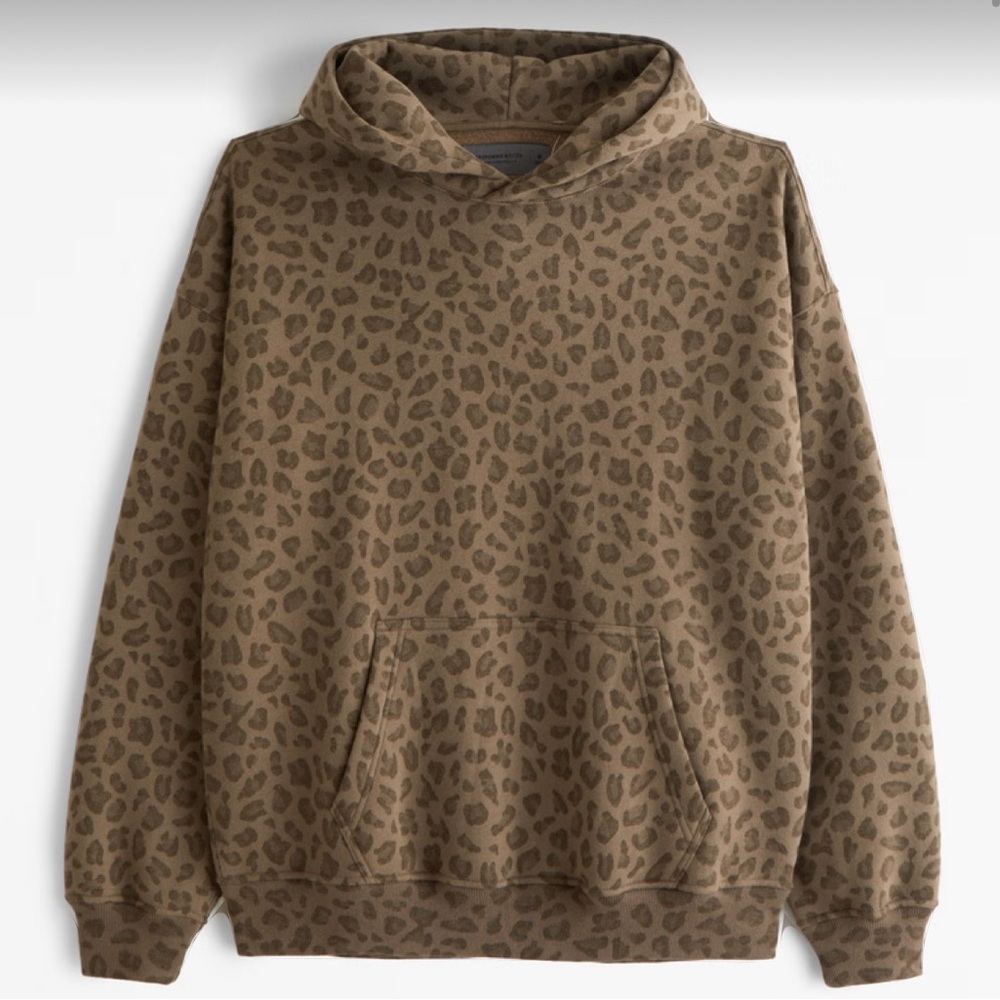 Abercrombie & Fitch Brown Leopard essential popover Hoodie